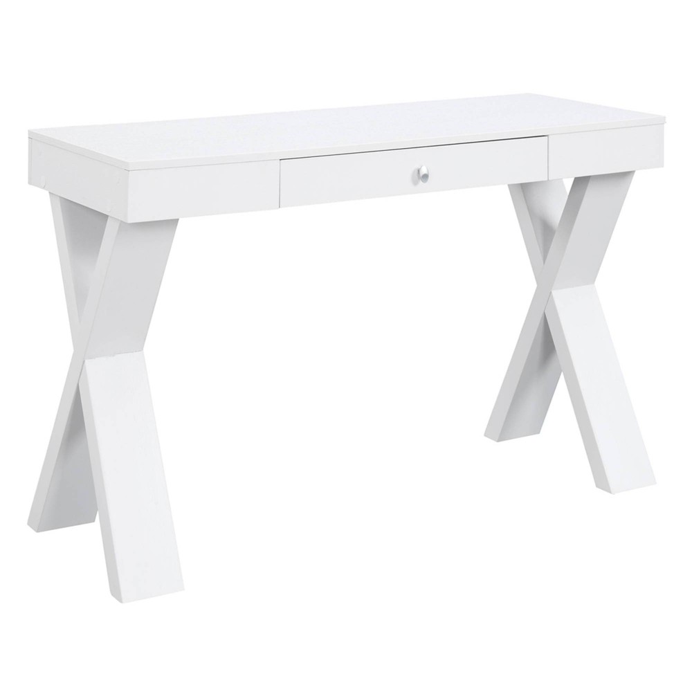 Photos - Office Desk Newport Wood Writing Desk with Drawer White - Breighton Home