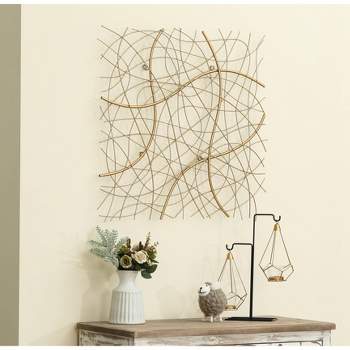 LuxenHome 26.4" Square Gold Abstract Metal Wall Decor