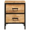 vidaXL Bed Cabinet with 2 Drawers 15.7"x13.8"x20.9" Solid Rough Wood Mango - 3 of 4