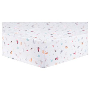 Trend Lab Fitted Crib Sheet - Farm Stack, White