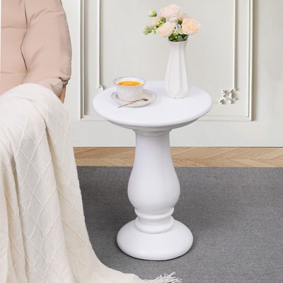 UPHA 16-Inch Round Side Table – Magnesium Oxide Roman Column End Table for Indoor & Outdoor Use