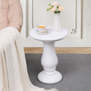 UPHA 16-Inch Round Side Table – Magnesium Oxide Roman Column End Table for Indoor & Outdoor Use - 1 of 4