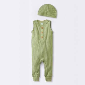 Baby Boys' Pointelle Romper with Hat - Cloud Island™ Green