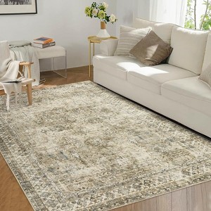homfan Washable Rugs Vintage Living Room Rug, Soft Oriental Traditional Distressed Farmhouse Rugs for Bedroom Indoor Non-Slip Accent Carpet - 1 of 4