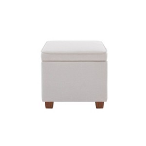 Square Storage Ottoman with Piping and Lift Off Lid - WOVENBYRD - 1 of 4