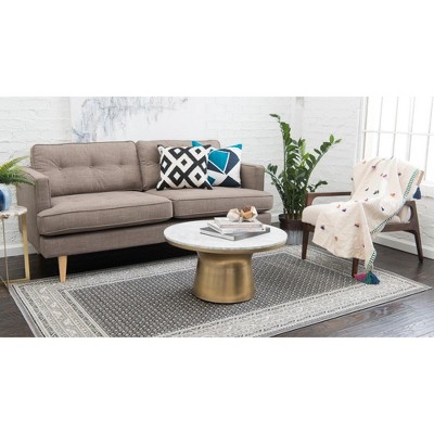 Gray Rectangular Synthetic Stain-Resistant Indoor Rug