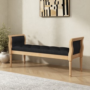 Christopher Knight Home Juliet Traditional Wood Tufted Upholstered Bench with Curved Arms - 1 of 4