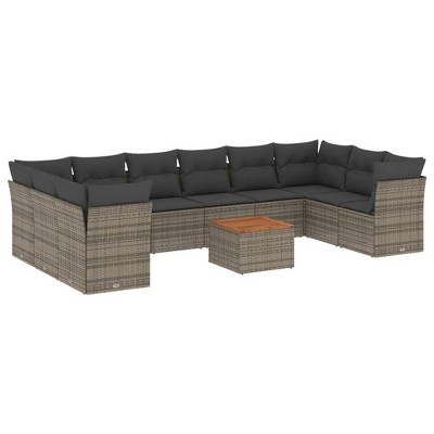 vidaXL Garden Sofa Set Grey PE Rattan Modular Garden Sofa Set