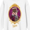 Wonka 2023 Willy Wonka Character Portrait Crew Neck Long Sleeve Men's White Sweatshirt - 2 of 3