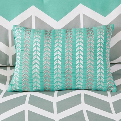 Teal and Gray Microfiber Twin Reversible Comforter Set