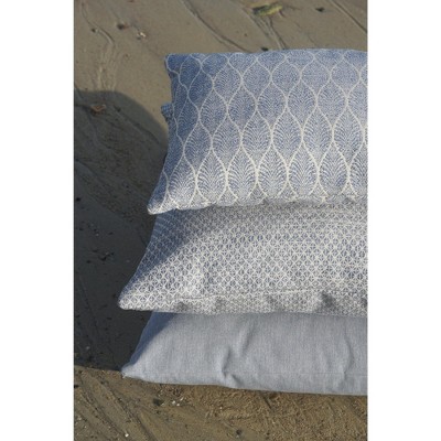 Indigo and White Floral Pattern Indoor Outdoor Pillow 25"