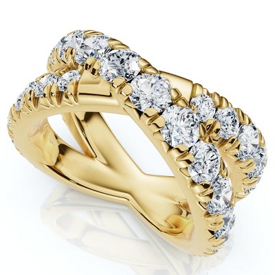 Pompeii3 3Ct Diamond Heavy Crossover Right Hand Ring 14k Gold or Platinum Lab Created