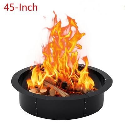 Fire Pit Ring 45x45x10 Inch Heavy Duty Round Solid Steel Fire Ring For Outdoor
