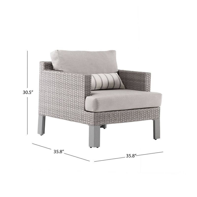 Abbyson Living Newport Outdoor 4pc Seating Set with Sunbrella Fabric Gray, 5 of 9
