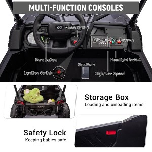 24V Kids 4WD Off-Road Electric Ride-on, 2-Seater with Tent, Shock Absorbers, 3-Speeds (4 MPH), LED Lights, Music, 110 Lbs Load Capacity - 1 of 4