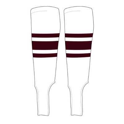 MK Socks Traditional Baseball Stirrups Pattern B-5 White, Maroon (M)