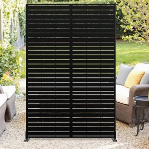 72" H x 47" W Metal Privacy Screen, Freestanding Outdoor Decorative Wall Panel with Stand for Patio, Garden, Balcony & Indoor - 1 of 4