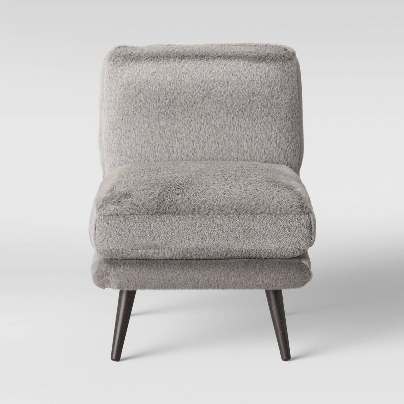 Harper Faux Fur Slipper Chair Fully Assembled Gray - Threshold&#8482;, 1 of 6