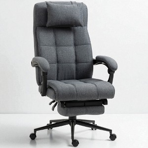 Mshliw High Back Executive Office Chair with Linen Fabric, Reclining Back, Footrest, Headrest, Adjustable Height & Swivel Base - 1 of 4