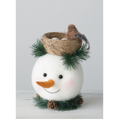 Sullivans Winter Magic Snowman Head Sculpture 10"H White