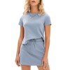 EXLURA Womens Casual Summer 2 Piece Short Skirt Sets Short Sleeve Tshirt And Tennis Skort Dressy Cotton Matching Sweatsuits - 2 of 4