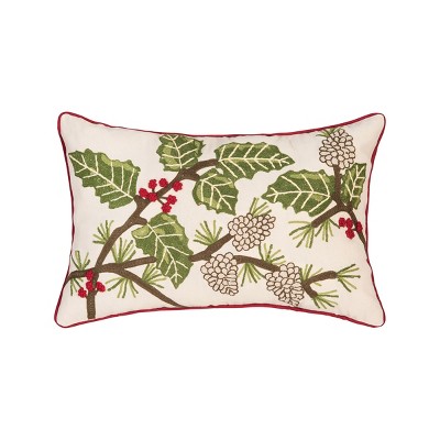 C&F Home Holly And Pinecones 14" x 22" Embroidered Throw Pillow