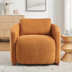 VANOMi 34.1" Modern Upholstered Barrel Accent Chair-Curry - 1 of 4