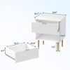 Modern Nightstand with 2 Drawers, Fluted End Table with Metal Legs, Wooden Bedside Table, Sofa Side Table for Bedroom Living Room - 3 of 4