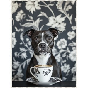 Amanti Art The Latte Loving Staffy by Mowzu  Framed Canvas Wall Art - 1 of 4