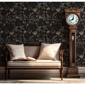 ZACHVO Black and Gold Gothic Floral Peel and Stick Wallpaper - 1 of 4