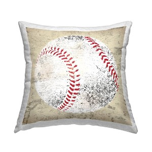 Stupell Industries Rustic Baseball Sports Ball Outdoor Decorative Throw Pillow, 18 x 18 - 1 of 3