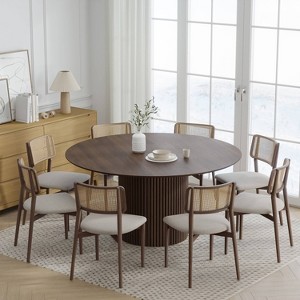 Dovelina Mid-Century Round Dining Table Wood Kitchen Table for 4 People - Walnut - 1 of 4