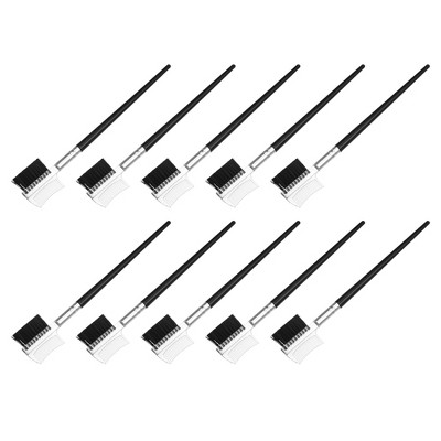 Unique Bargains Soft Double Sided Angled Eyebrow Brush Eyelash Extension Brush for Women Eye Makeup Black