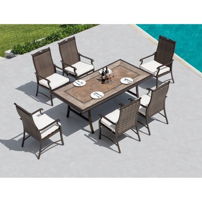 7pc Outdoor Wicker Dining Set Brown - Nuu Garden