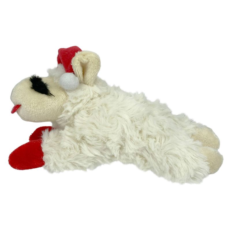 Multipet 6&#34; Christmas Lamb Chop with Santa Hat Dog Toy, 2 of 6