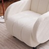 Dark upholstered armchair with plush fabric for comfortable reading, suitable for living rooms and bedrooms, made of teddy velvet material. - 4 of 4