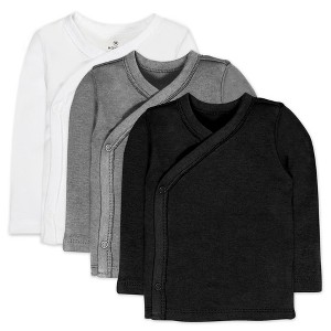 Honest Baby 3-Pack Organic Cotton Long Sleeve Side-Snap Tops - 1 of 4