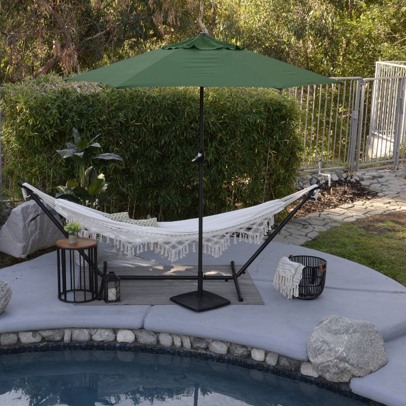 9&#39; x 9&#39; Steel Market Polyester Patio Umbrella with Crank Lift and Push-Button Tilt Hunter Green - Astella, 3 of 7