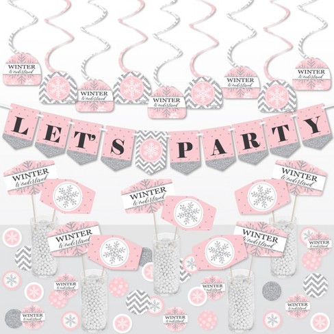 Big Dot Of Happiness Pink Winter Wonderland Holiday Snowflake Birthday Party  And Baby Shower Supplies Decoration Kit Decor Galore Party Pack 51 Pc :  Target