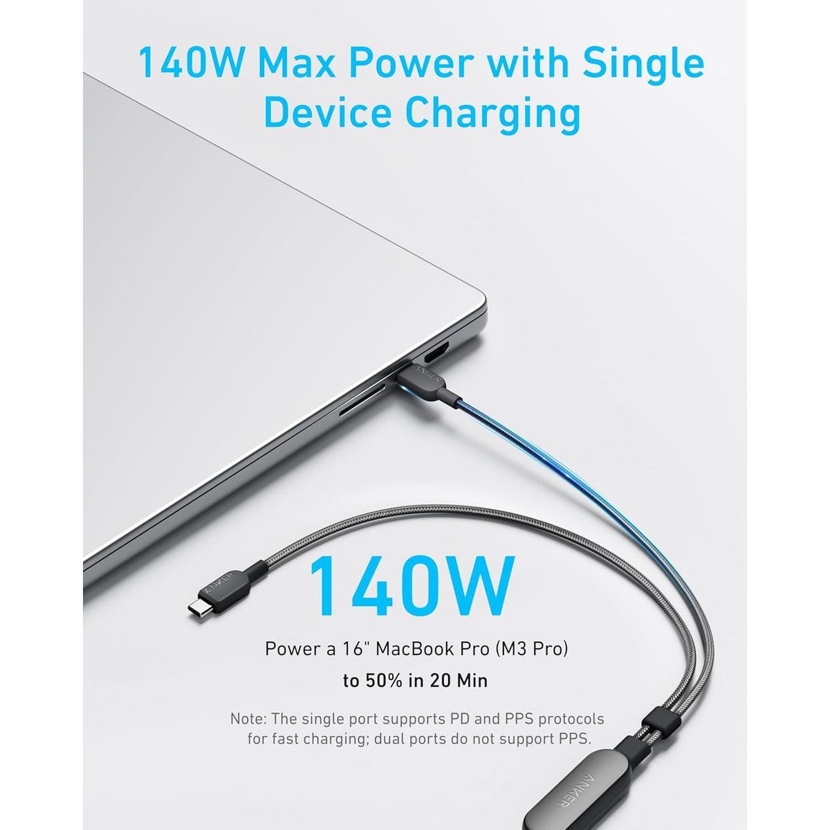 Anker Cable,6FT 2-in-1 USB C to USB C Cable - thumbnail 3