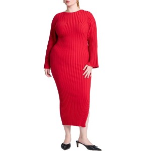 ELOQUII Women's Plus Size Wide Sleeve Maxi Sweater Dress - 1 of 4