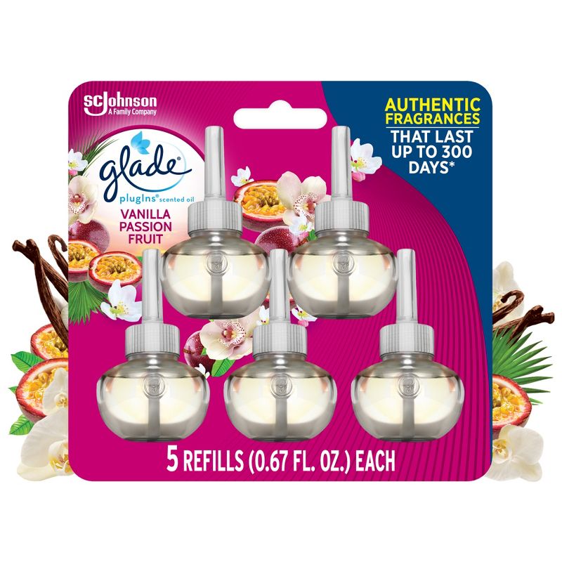 Glade PlugIns Scented Oil Air Freshener Refills - Vanilla Passion Fruit - 3.35oz/5pk, 1 of 15