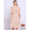Allegra K Women's Floral Flutter Sleeves V Neck Smocked Ruffle Sundresses - 4 of 4