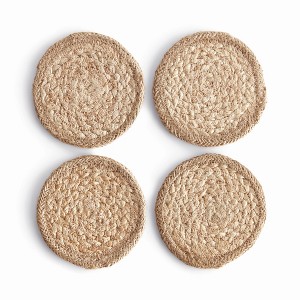 Plum & Post Jute Coasters, Set of 4 - Natural Taupe - Durable & Stylish - 1 of 4