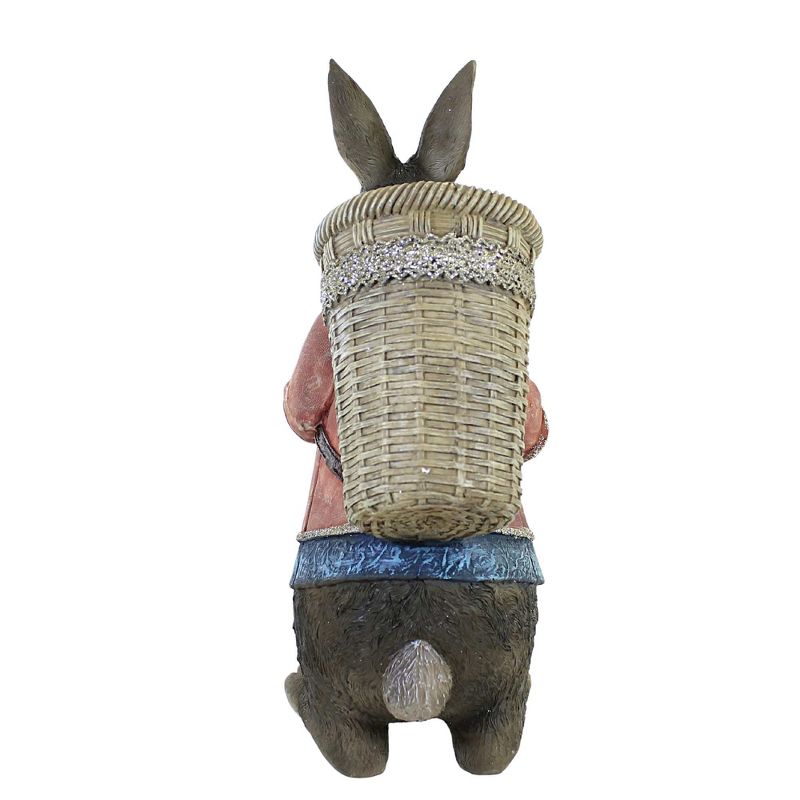 15.5 Inch Rabbit With Basket Backpack Bunny Pastel Figurine Animal Figurines, 4 of 5