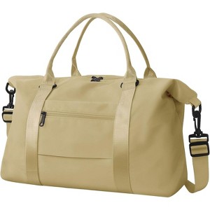 Waterproof Travel Duffle Bag with Trolley Sleeve, Weekender Carry On Tote for Women, Gym and Hospital Bag in Coral Pink - 1 of 4