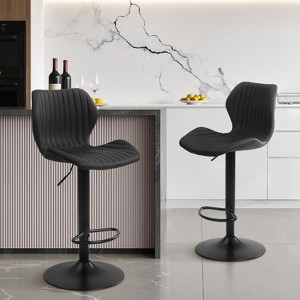 Abynow Modern Bar Stools Set of 2 Swivel Bar Height Barstools Chairs with Adjustable Height, Round Heavy Metal Base, and Footrest - 1 of 4
