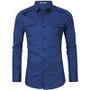 Men's Tactical Cargo Work Shirt Military Casual Slim Fit Long Sleeve Shirts Tops Sapphire Blue XL - 4 of 4