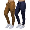 Galaxy By Harvic Women's  Loose Fit Cotton Stretch Twill Cargo Joggers- 2 Pack - 3 of 4
