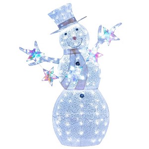 Costway 5 FT Lighted Snowman with Hat Scarf & Stars Zip Ties & Ground Stakes 140 LED Lights - 1 of 4